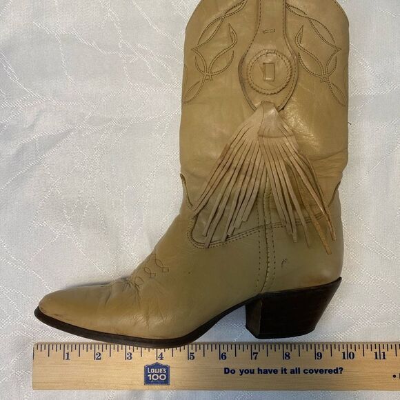 Laredo Tan Brown Tassel Pointed Toe Leather Western Rodeo Cowgirl Boots SZ 5.5M - Picture 9 of 11